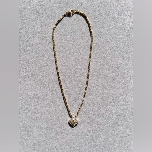 David Yurman Quatrefoil Diamond & 18k Yellow Gold Box Chain Necklace, 16" - Picture 16 of 16